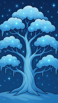 Enchanting winter tree mobile wallpaper