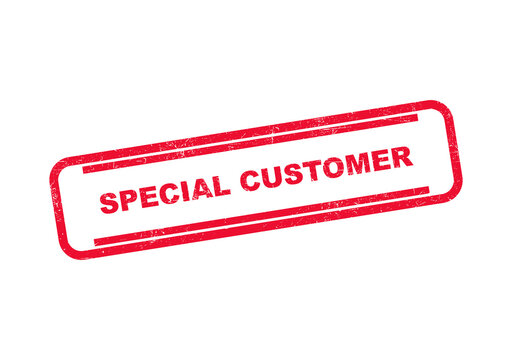 Special customer red rubber ink stamp rectangular sign isolated on a clean simple surface isolated on transparent background