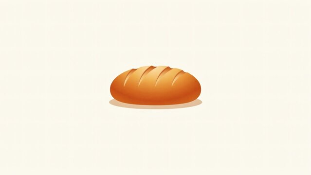 Minimalist vector illustration of a golden crusty bread loaf on cream background with realistic illustration centered cream vegetarian delicious