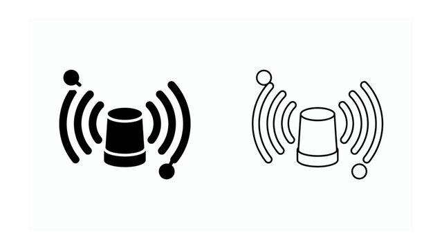 Signal Alert Icon: A stylized icon depicting a flashing siren emitting radio waves, signifying an alert or alarm system.