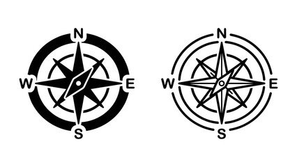 Compass Rose Duo: A graphic representation featuring two distinct compass roses, showcasing cardinal directions and navigational guidance, perfect for themes of exploration and direction. © Jannat