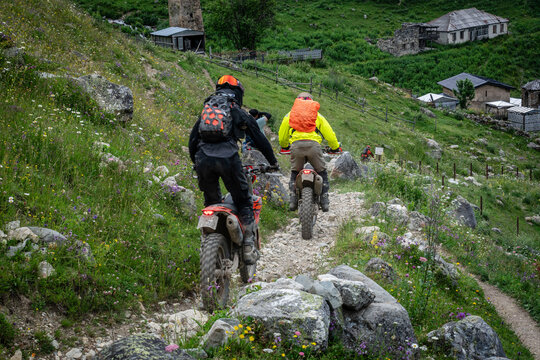 motorcycle excursion, adishi, trans-Caucasian trail, Upper Svaneti, Caucasus mountain range, Georgia