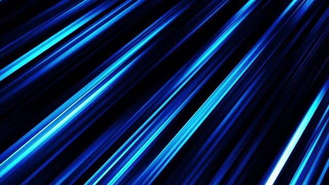 Blue diagonal anime speedlines moving left on black background seamless loop