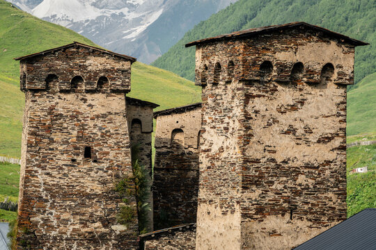 Ushguli village, trans-Caucasian trail, Upper Svaneti, Caucasus mountain range, Georgia