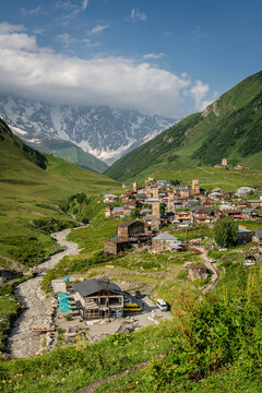 Ushguli village, trans-Caucasian trail, Upper Svaneti, Caucasus mountain range, Georgia