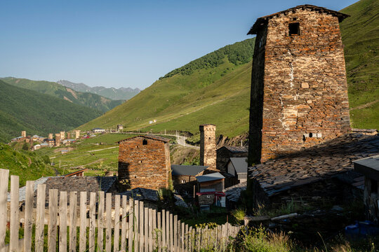 Ushguli village, trans-Caucasian trail, Upper Svaneti, Caucasus mountain range, Georgia