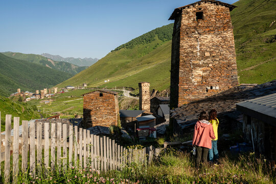 Ushguli village, trans-Caucasian trail, Upper Svaneti, Caucasus mountain range, Georgia