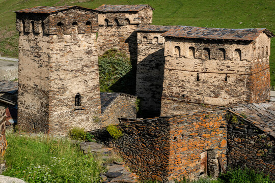 Ushguli village, trans-Caucasian trail, Upper Svaneti, Caucasus mountain range, Georgia
