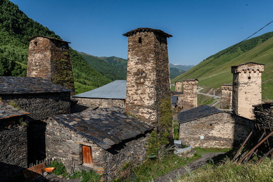 Ushguli village, trans-Caucasian trail, Upper Svaneti, Caucasus mountain range, Georgia