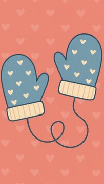 Cozy mittens with hearts mobile wallpaper
