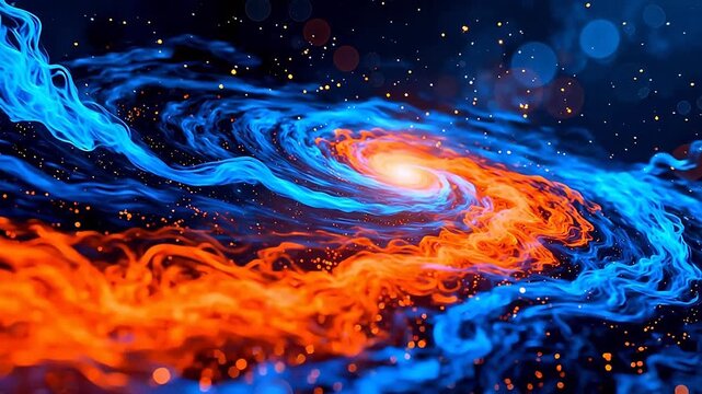 Cosmic swirl of blue and orange energy