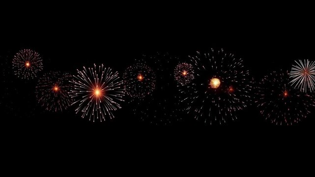 Firework display at night sky with bright burst and spark trail celebration