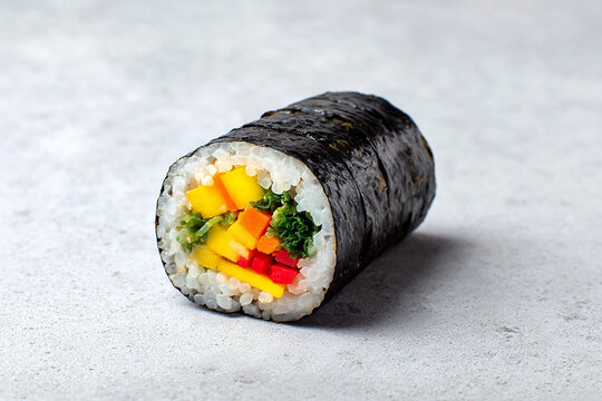 Korean Seaweed Rice Rolls with Egg and Pickled Radish