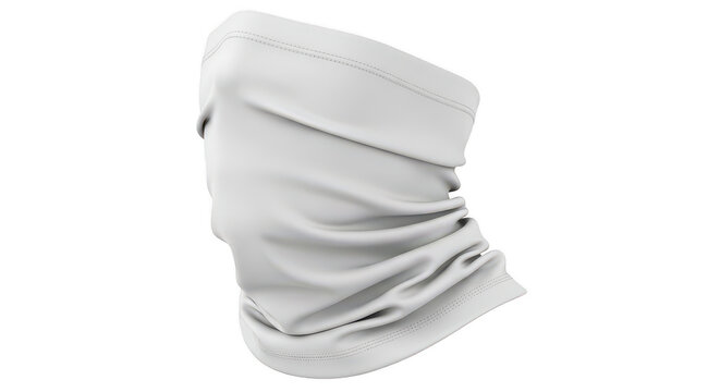 White tubular bandana neck gaiter mask for sports isolated on transparent background