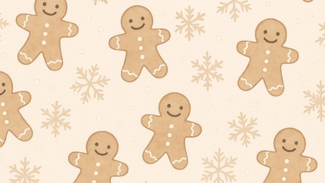 Whimsical gingerbread pattern wallpaper for desktop
