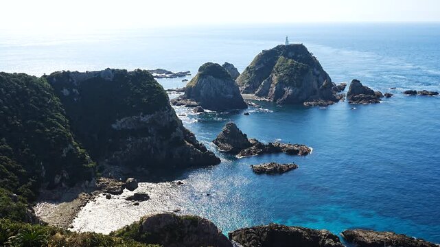 Scenic View of Cape Sata and Lighthouse at the Southernmost Point of Mainland Japan in Kagoshima - 日本 鹿児島 本州最南端の絶景スポット 佐多岬 太平洋を望む断崖に立つ佐多岬灯台の壮大な景観
