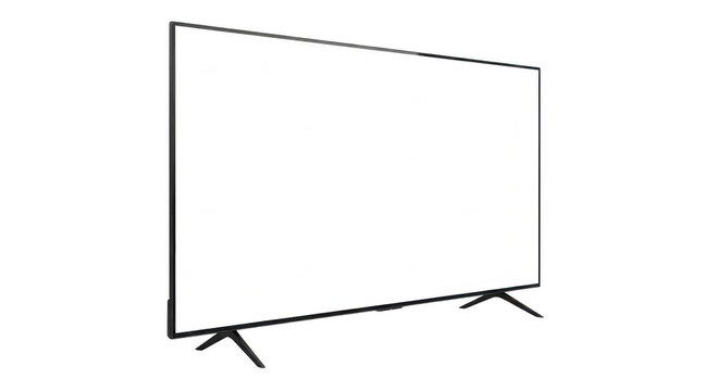 Simple line drawing of a modern television screen isolated on transparent background
