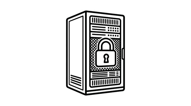 Secure Server Rack Outline Vector