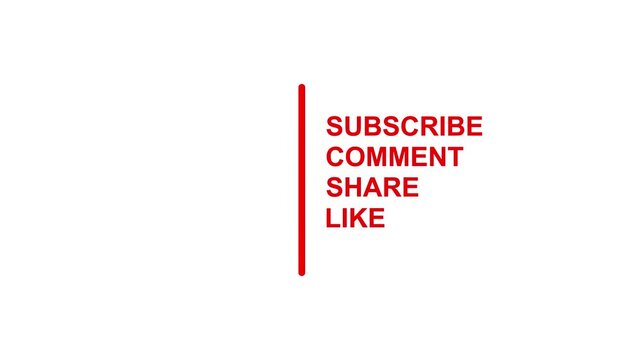 animated subscribe like comment share button animation. Animated YouTube Subscribe like share comment Button alpha channel.