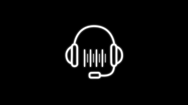 abstract nimated Headphone Icon Seamless Music & Sound Wave Loop Motion Graphic. 4k Motion graphic animation.
