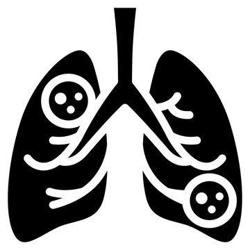 Lung infection caused by virus solid icon. for presentation, graphic design, mobile application, web design or infographics.