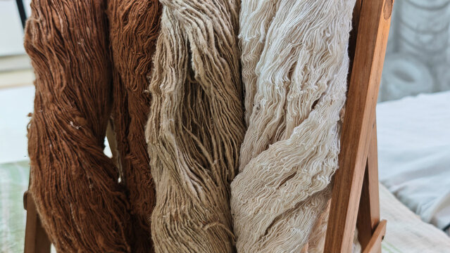 Handwoven fabric cotton yarn featuring dye from natural 