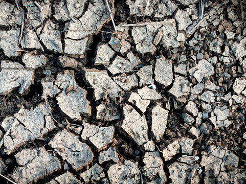 Dry cracked earth background texture during global warming drought