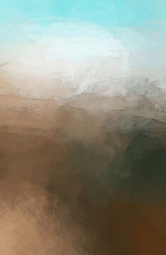 Horizon - earthen hues raw umber, ochre, and deep muted green the lower layers anchor the viewer in a tactile, geological presence. 