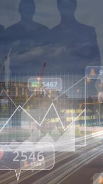Animation of data processing over cityscape