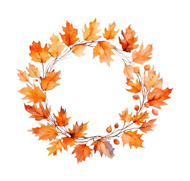 PNG Circle fall wreath illustration watercolor nature-inspired.