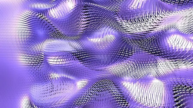 seamless motion background featuring a 3D matrix of shiny cubes that smoothly morphs into flowing waves and interlocking patterns. Includes calm copy space. Ideal for presentations and digital UI.