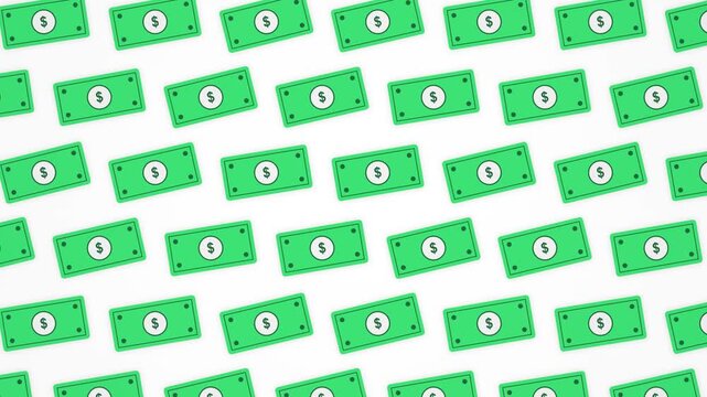 Seamless green dollar bill banknote pattern background representing wealth success financial growth and business currency motion render illustration