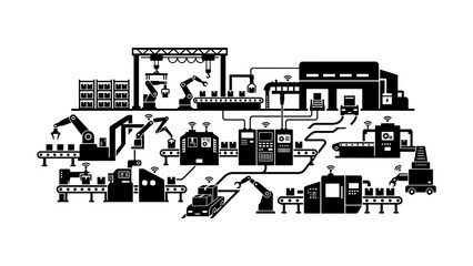 Fototapeta premium Industrial Automation Smart Factory Vector Illustration