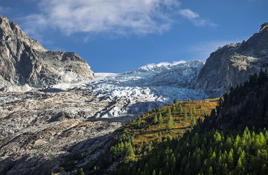 Trient Valley, Switzerland - 17.09.2025: Panoramic alpine glacier and mountain peaks