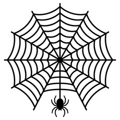Halloween spider web collection with crawling arachnids. Spooky webs for scary autumn decorations. Black vector illustration of arachnid aranea and cobwebs for party design. isolated on White © Ashika