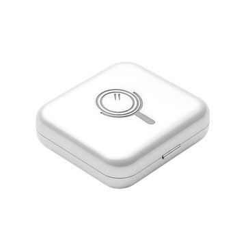 White square minimalist gadget with integrated magnifying glass icon technology minimalist magnifier electronic hardware interface equipment innovation development function abstract