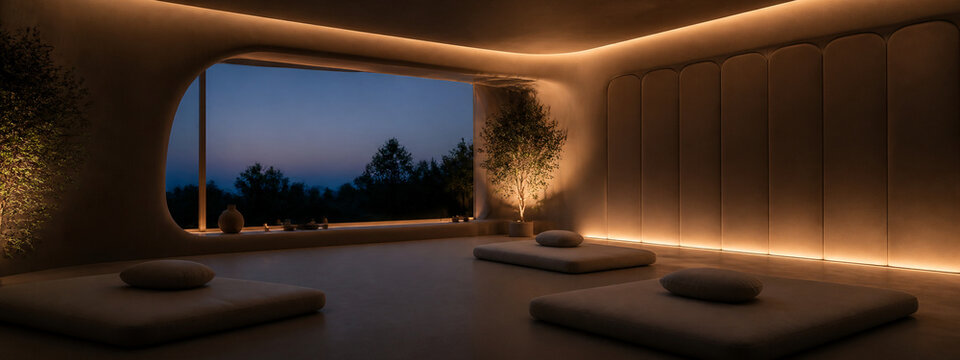 Low stimulation rest room with hidden amber lighting