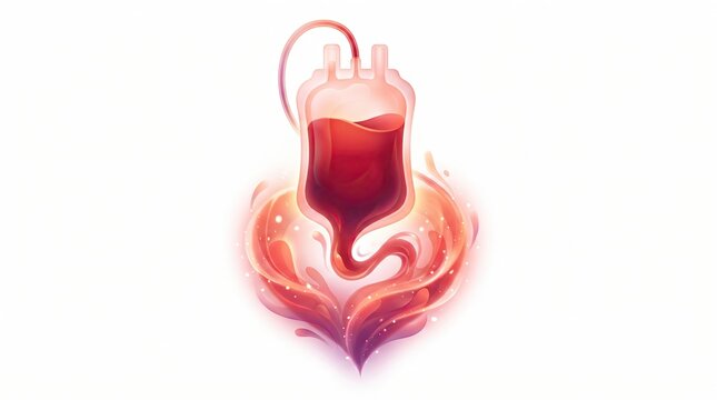Blood Donation and Blood Transfusion Healthcare Concept with Blood Bag Illustration