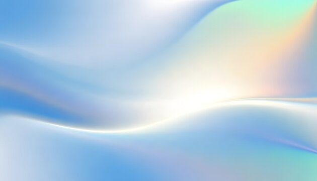 Abstract flowing gradient background, with soft waves, of blue, white, and iridescent colors
