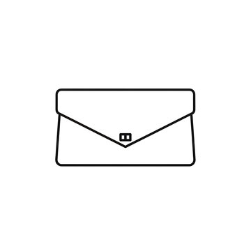 Clean minimalist line icon of a formal clutch purse with accessory envelope minimalist illustration isolated feminine wearable fastener pictogram