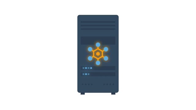 server icon illustrating data storage process representing artificial intelligence cloud infrastructure and computing