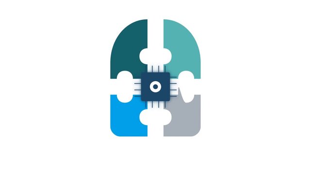 puzzle icon showing solution process representing artificial intelligence problem solving and strategy
