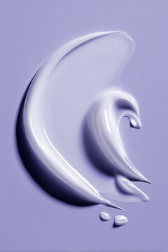 Cream product swatch with a delicate lavender hue, displaying a smooth, thick texture for skincare and cosmetic concepts