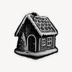 Fototapeta premium Rustic winter cottage illustration.