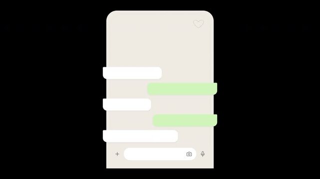 Chat interface animation, scrolling message animation, mobile message bubbles