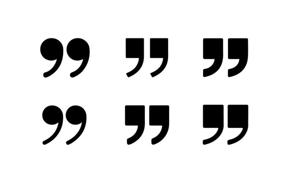 Minimalist double quote icons set for article highlights and citation box design elements.