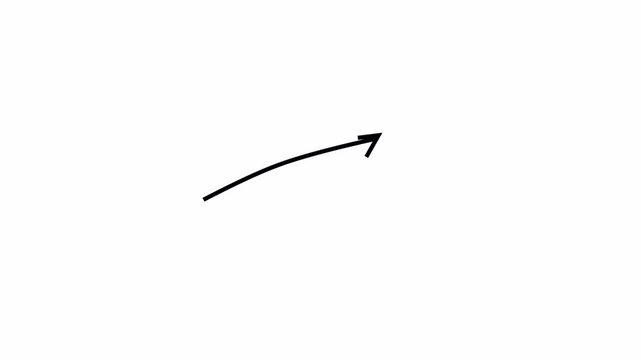 Hand drawn black arrow icon isolated on white background.