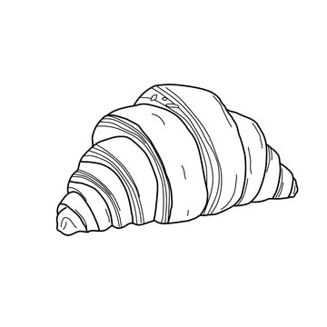 Hand drawn croissant line art