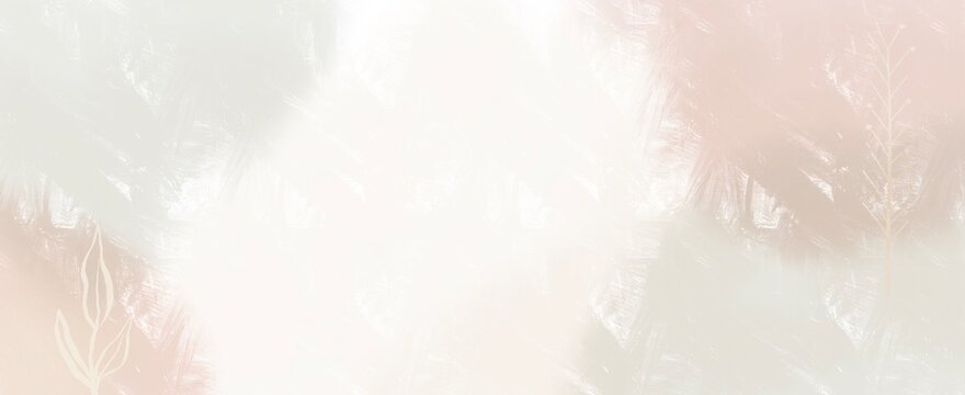 Soft Pastel Abstract Background with Subtle Botanical Elements and Copy Space