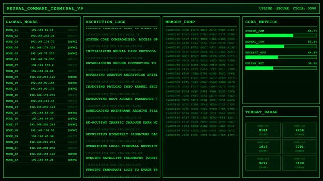 Neural Command Terminal Global Network Decryption Animation.